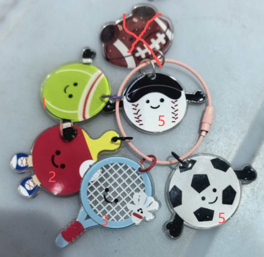 Acrylic Keychain Pendant 5 Designs Mix 1000pcs